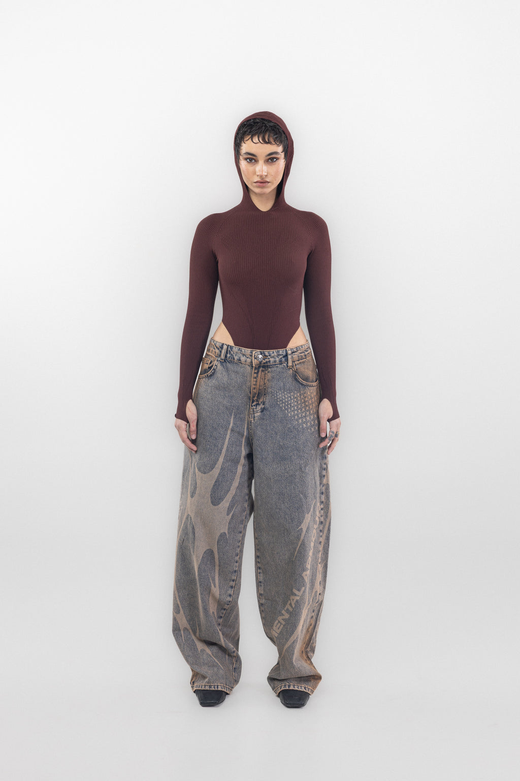 3D KNIT BODYSUIT - BORDÓ