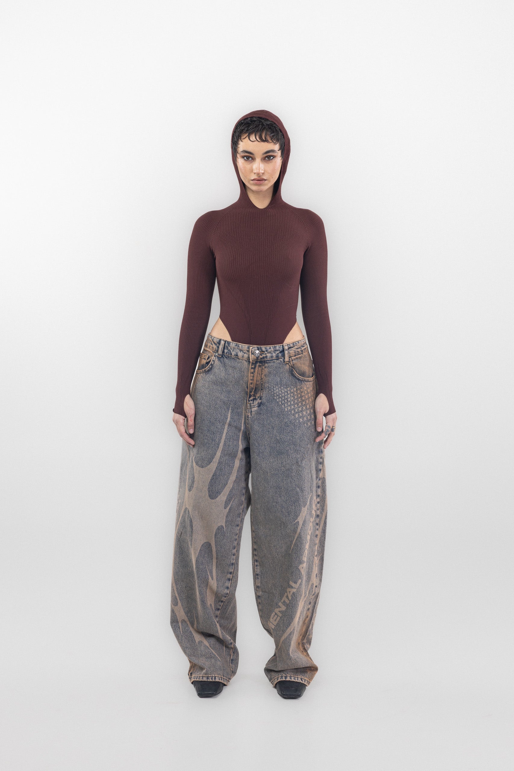 3D KNIT BODYSUIT - BORDÓ