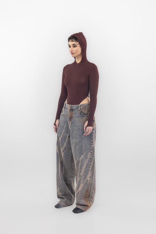 3D KNIT BODYSUIT - BORDÓ